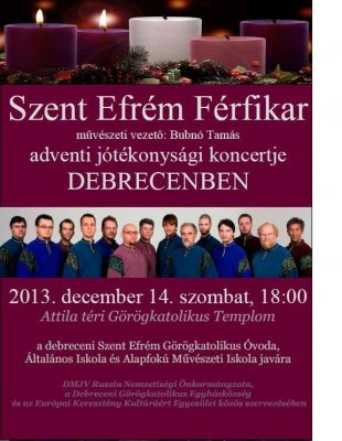 A Szent Efrém Férfikar jótékonysági koncertje Debrecenben