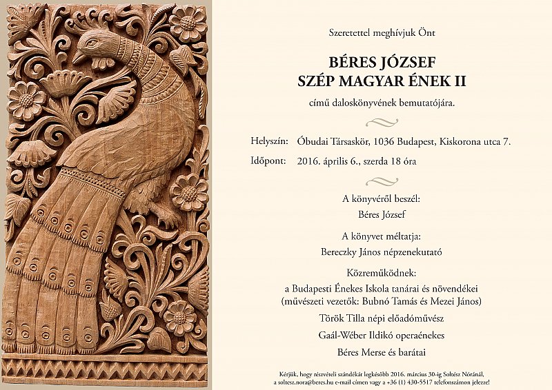 Béres József Szép Magyar Ének II. című daloskönyvének bemutatója